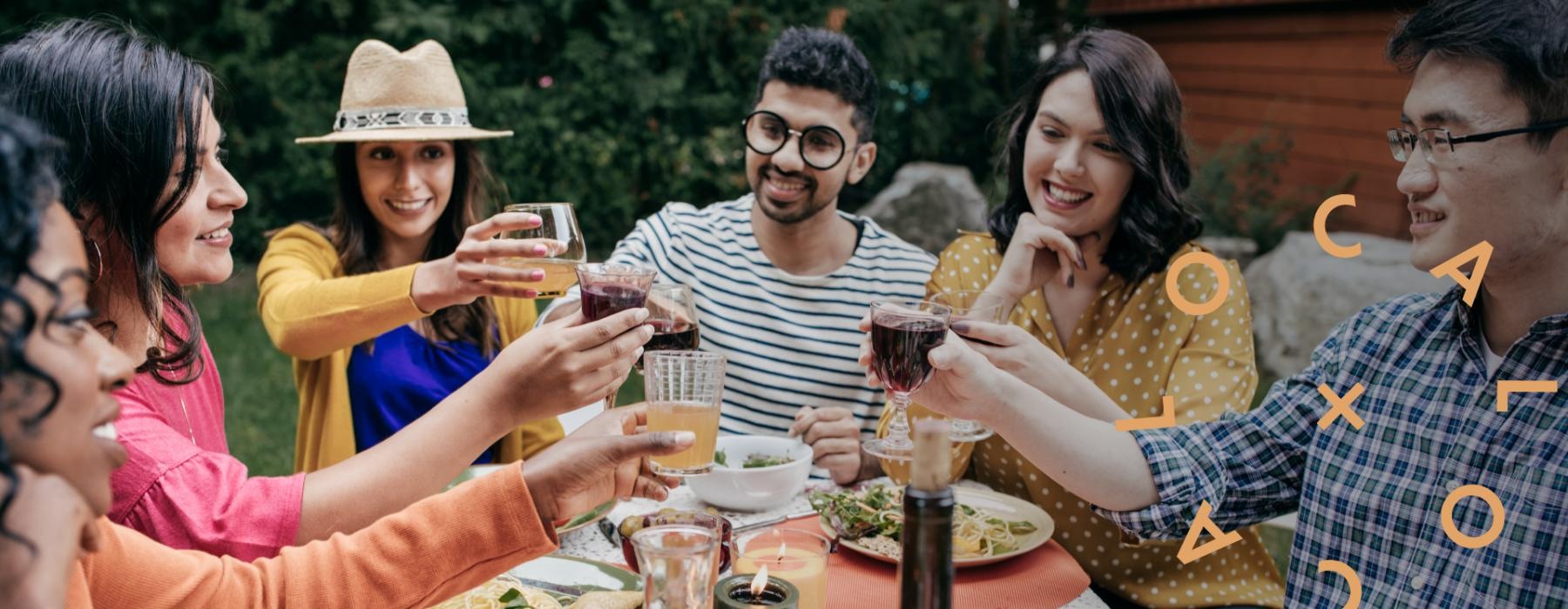 Group of people drinking wine together