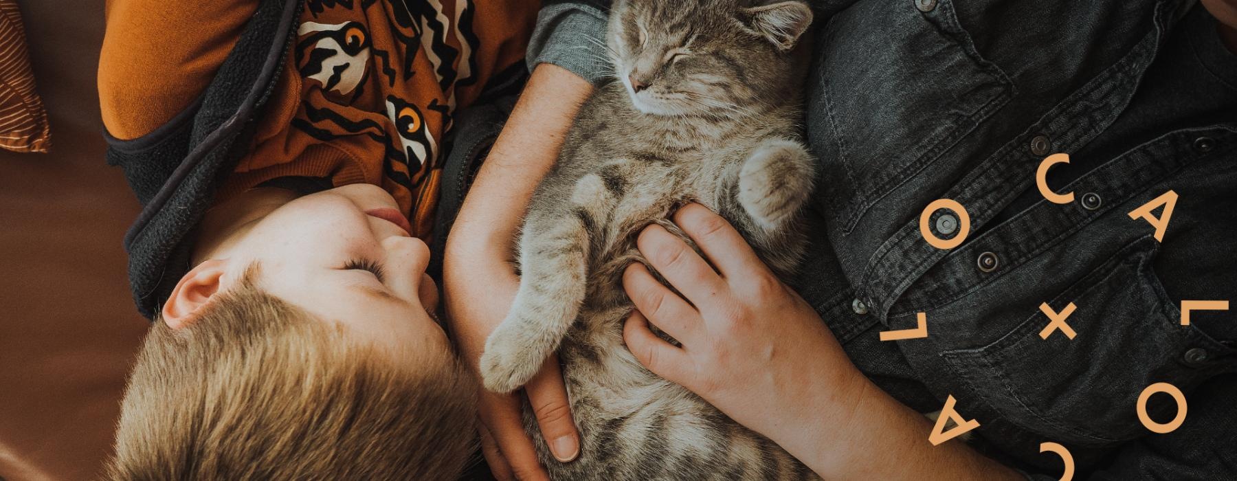 a person holding a cat