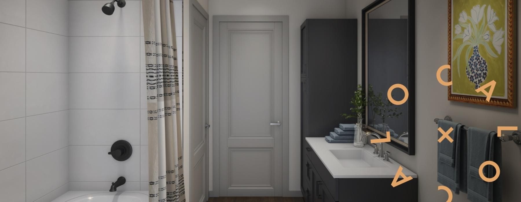 Bathroom in new apartment at LOCAL Dripping Springs